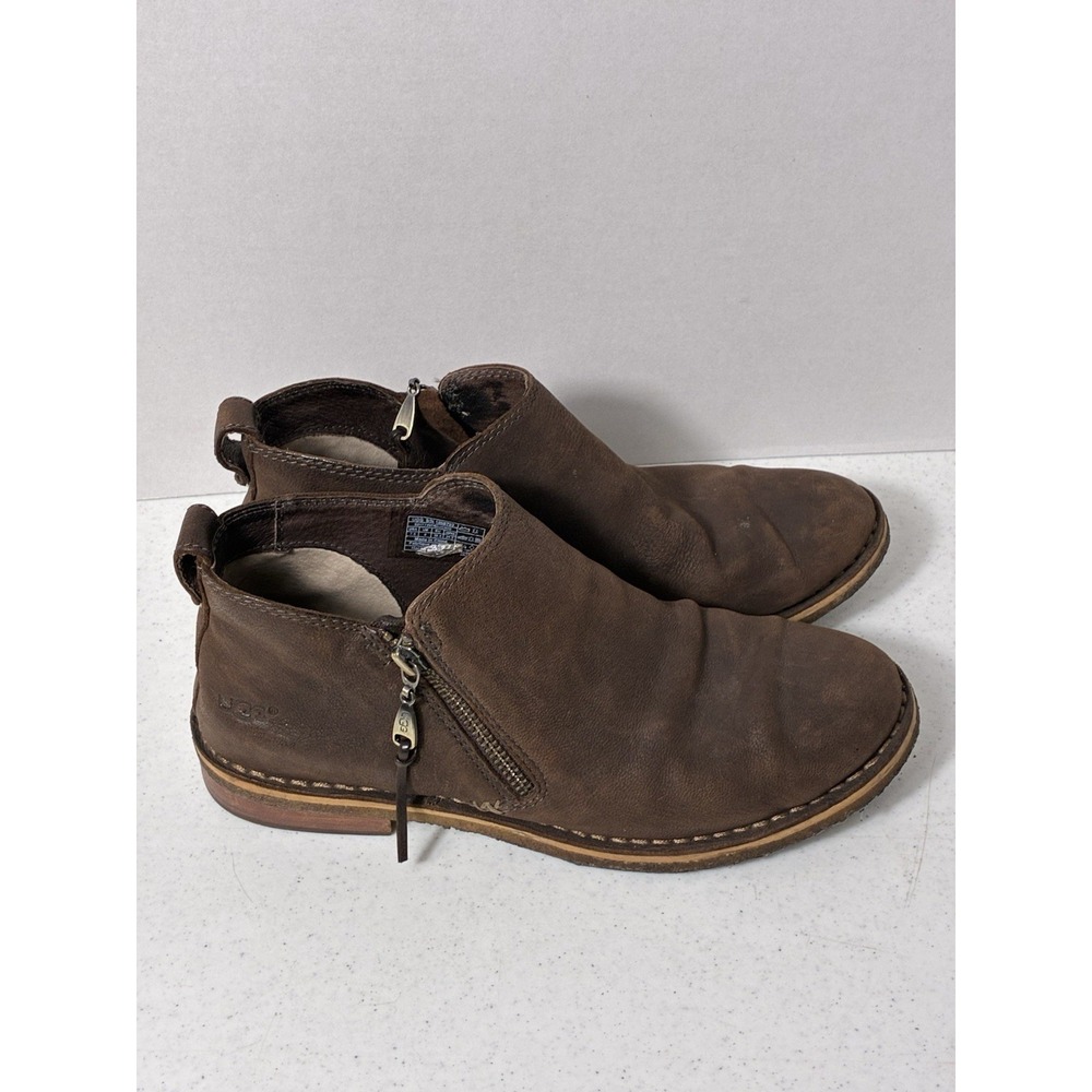 UGG Women's Clementine Shearling-Lined Leather Zip Booties Brown Size 7.5